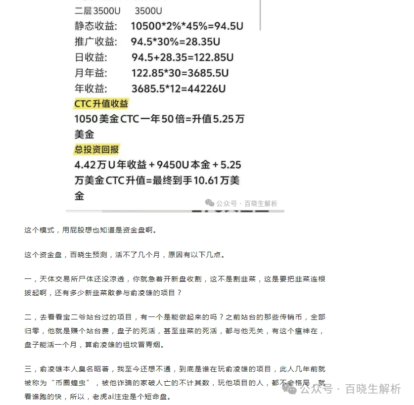 【天体交易所】CTC暴跌90％，【老虎ai】崩盘，俞凌雄再次诈骗数百万国人！